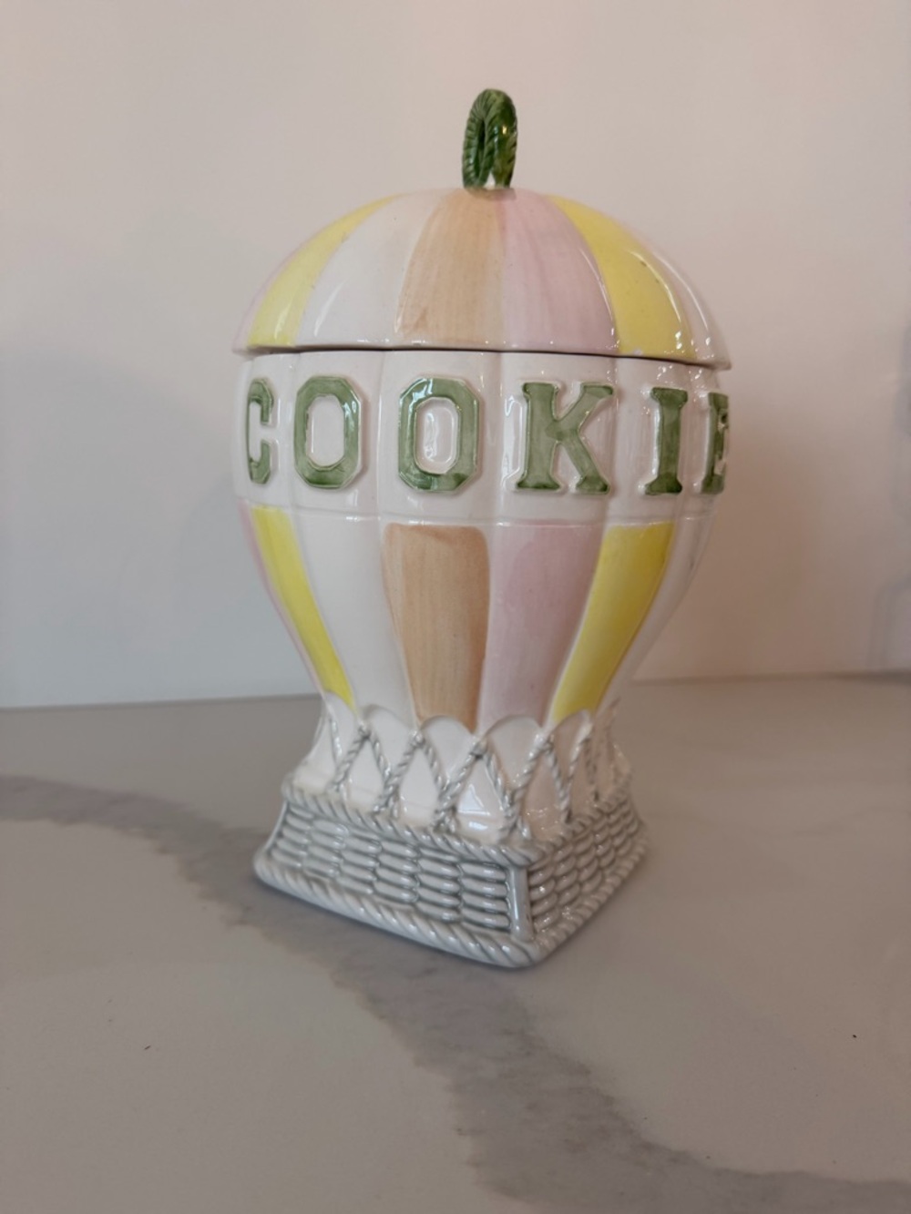 VTG Ceramic Essentials Hot Air Balloon Cookie Jar with "COOKIES" Lettering